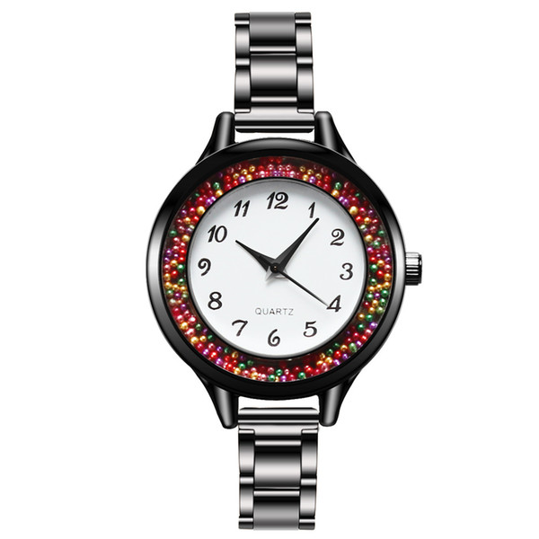 Dress Watches For Women Fashion Women Stainless Steel Strap Wristwatches New Casual Multicolor Beads Quartz Watches