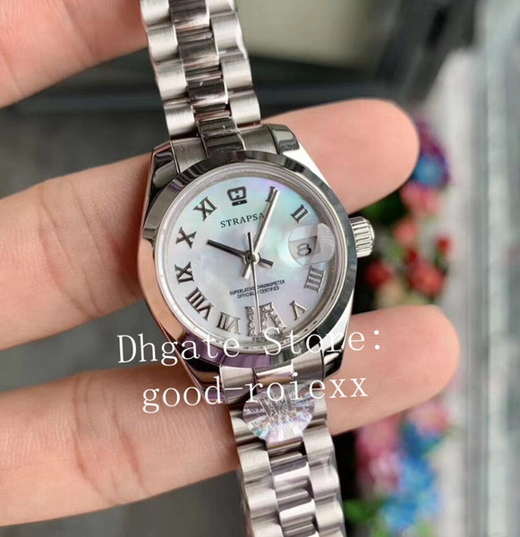 28mm White Mother Of Pearl Roman Dial Automatic 2671 Eta Watches Women's Watch 178383 Steel Ladies Wf President 279160 Date Wristwatches