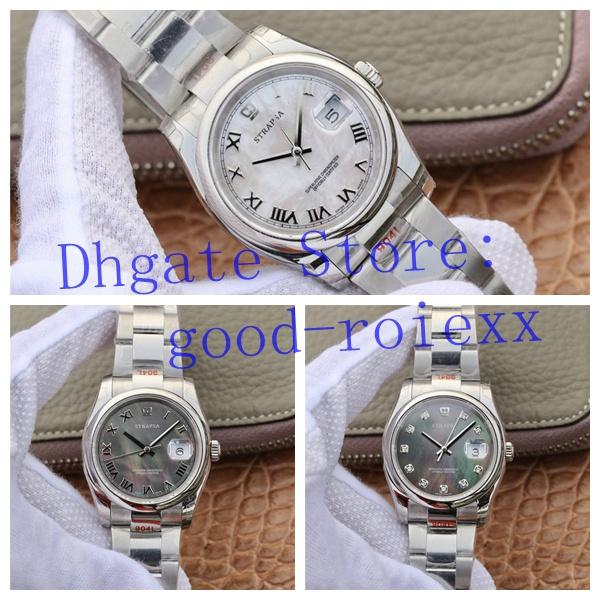 Top 36mm Mens Gray White Mother Pearl Dial Watch GM Factory Automatic Eta 2836 Movement Men 904L Steel Bracelet 126234 Date Datejust Watches