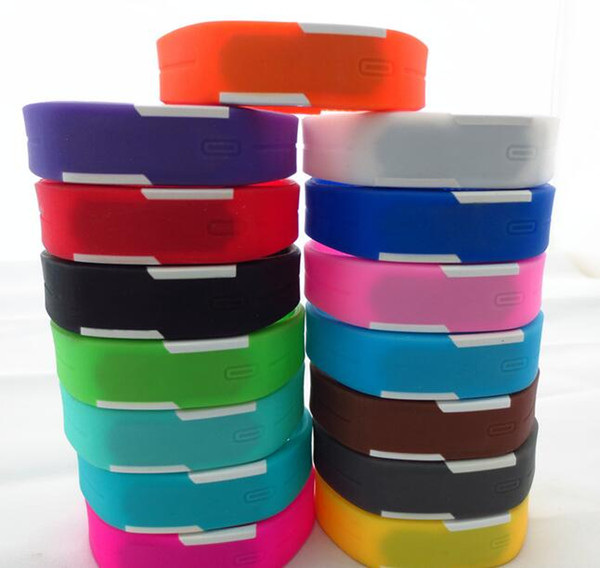 Wholesale-200pcs/lot Mix 14colours Sports led Digital Display touch screen watches Rubber belt silicone bracelets Wrist watches LT012