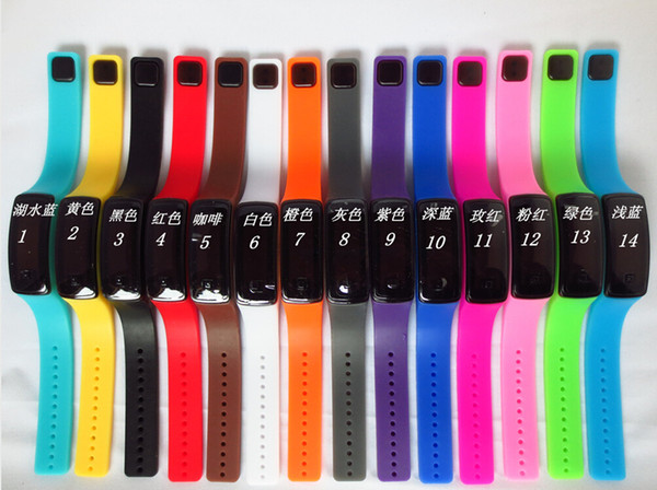 Wholesale 100pcs/lot Mix 14colors LED touch screen bracelet silicone mini electronic Sunglass watch LT017