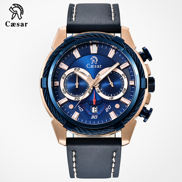 genuine Leather Rose gold Luxury Fashion Quartz Movement Chronograph Waterproof Sport Mens designer Watches Wristwatches Male Watch Men 2020