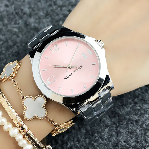 Fashion Brand Women's girls New York style dial metal steel band Quartz wrist Watch CO 6123