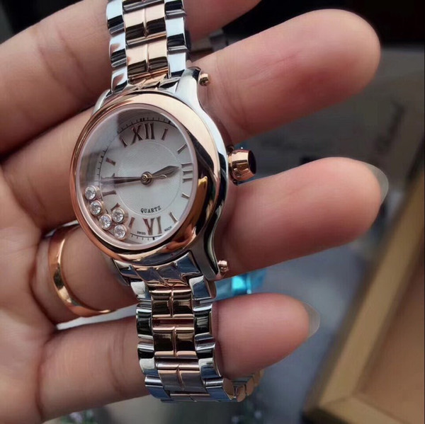 Two tone BELT diamond BEZEL QUARTZ LADY 30MM CASE fashion Women watch wholesale luxury new Stainless steel Womens watches