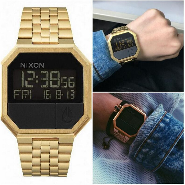 @NEW Wholesale-New gold silver Cassio digital watch square waterproof men sports watches watch women LED Couple Watch