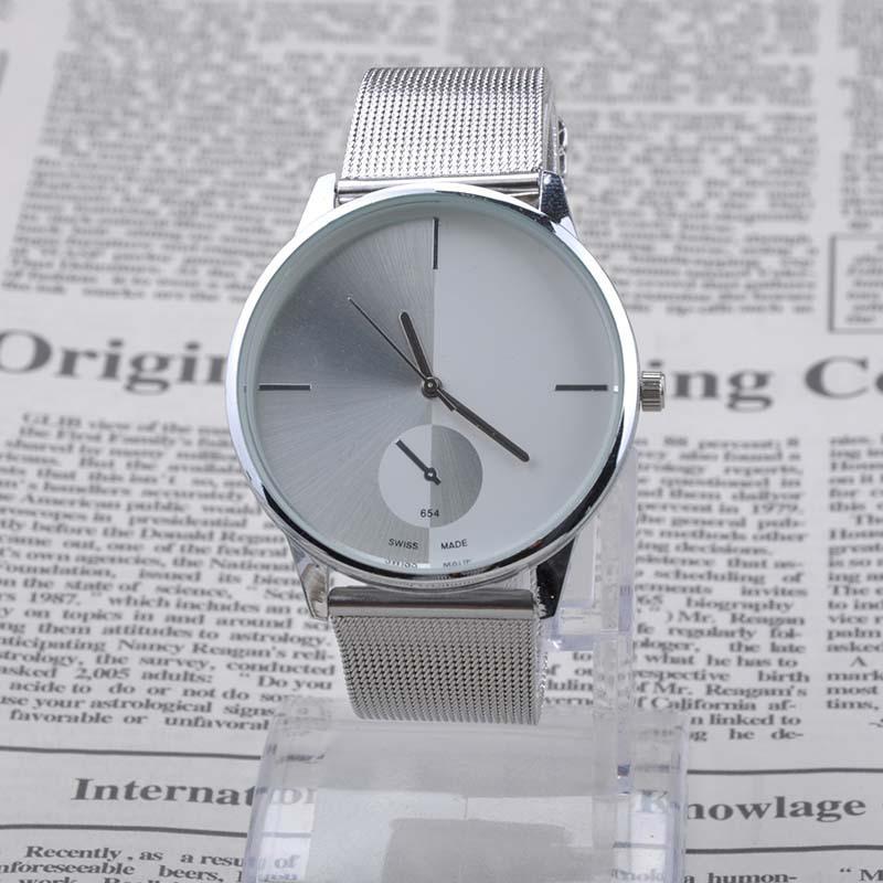 1Pcs New Elegant Classic Womens Men's Quartz Stainless Steel Wrist Watch Quartz Watch WristwatchesXMHM355