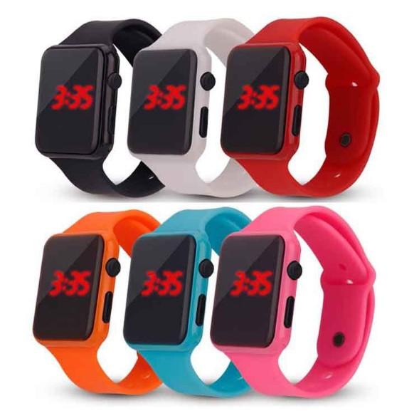 Hot New Square Mirror Face Silicone Band LED Digital Watch Red LED Watches Quartz Wrist Watch Sport Clock Hours