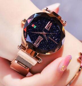 Luxury Rose Gold Women Watches Minimalism Starry sky Magnet Buckle Fashion Casual Female Wristwatch Waterproof Roman Numeral
