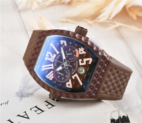 Luxury brand Mens sport watches 6pins stopwatch quartz movement fashion silicone strap F0917 famous designer waistwatches Montre de luxe