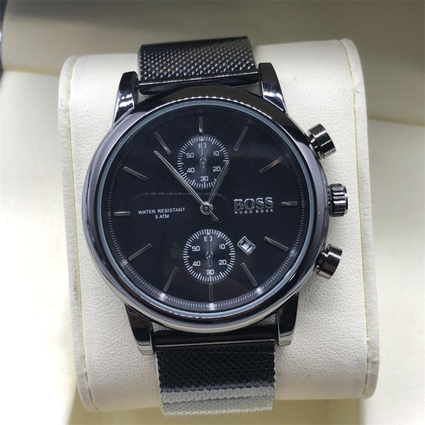 Mens Watches Top Brand Luxury boss Famous Watches Fashion Casual Leather Men Watches Quartz Watch Clock Men Relogio Masculino Drop Shipping