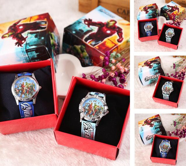 Free Shipping 12 Pcs Cartoon The Avengers Kids Girls Boys Children Students Frozen Quartz Wrist Watch Very Popular have gift box