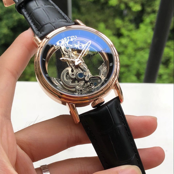 back glass Rose gold 42MM CASE mechanical automatic AAA men watch wholesale luxury fashion brand new Stainless steel mens watche