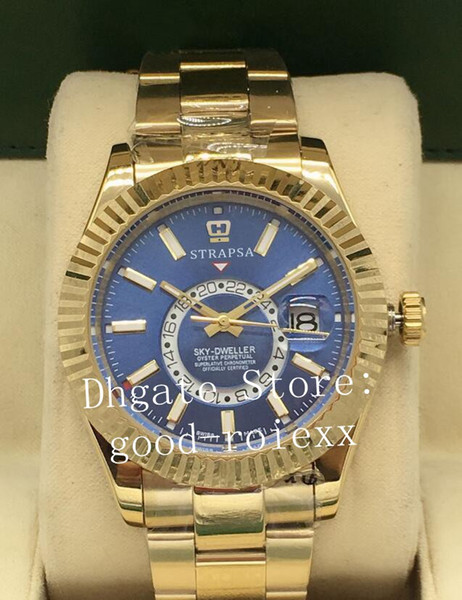 Men's Luxury Watch 2813 Automatic Flute Bezel Sky Dweller GMT Working Sapphire Glass Blue Luminous 326938 326935 Mens Superlative Watches