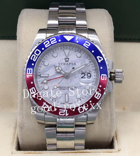 Mens Blue Red Bezel Steel Meteorite Dial Watch Automatic 2813 Men Gmt II Sapphire 126719Blro Dive Master Batman 126719 Perpetual Watches