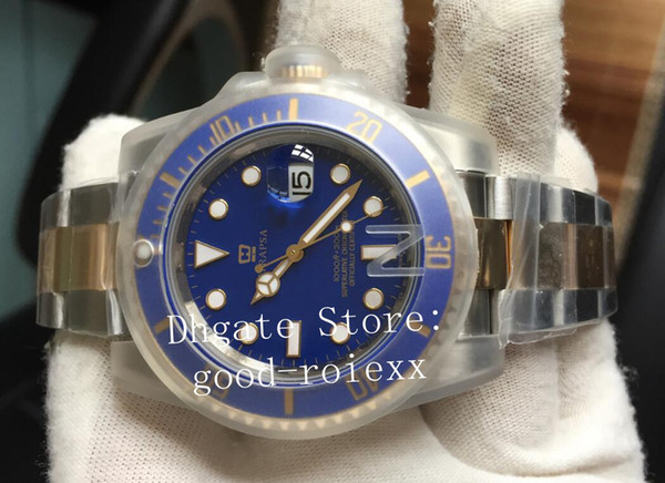 Luxury Watch V7 Version Mens Automatic Eta 3135 Blue Watches Real Wrapped 18k Gold Never Fade Men Date 116618 N Factory Oyster Wristwatches