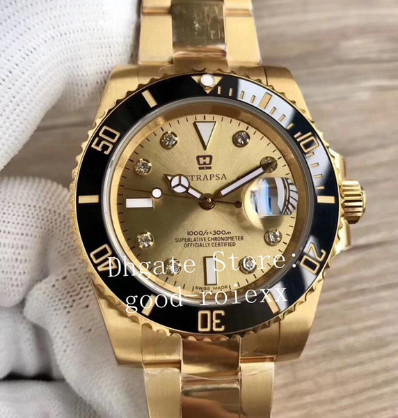 Mens Watch VR Factory Automatic Eta 2836 Movement Watches Real Wrapped 18k Yellow Gold Diamond Men Date 116618 Perpetual Sub Wristwatches