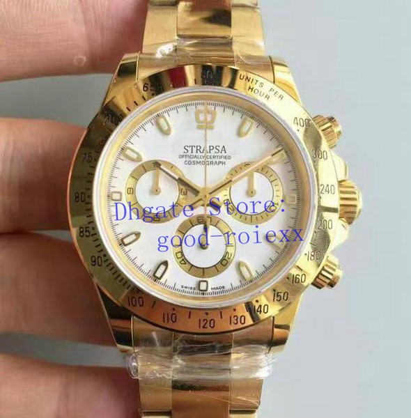 4 Colour Men's Automatic Watches Mens Cal.4130 Movement Chronograph Watch Men White Full Gold Bracelet Cosmograph Crystal 116528 Wristwatch