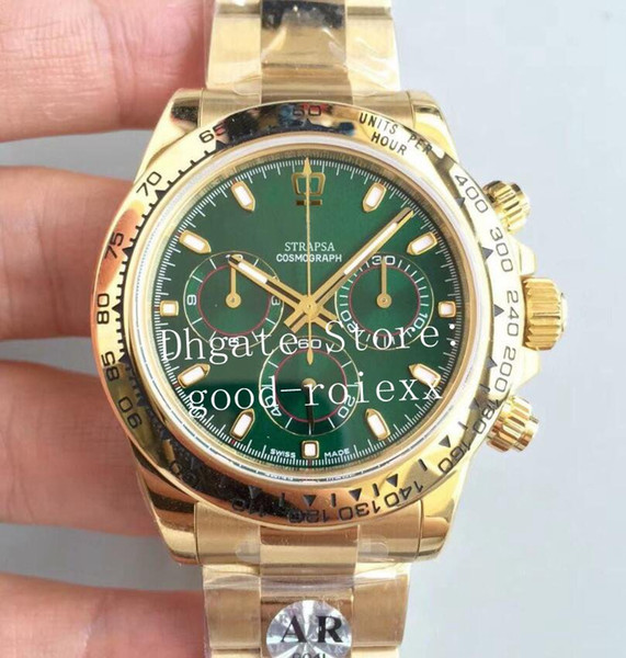 Top Luxury Men's Automatic Green Dial Watches Mens Cal.4130 Chronograph Watch Men 116508 Gold AR Factory Cosmograph ETA Wristwatches