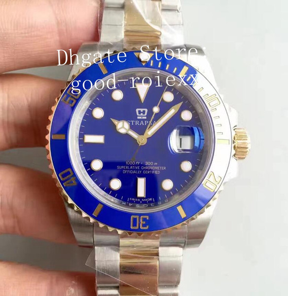 Luxury V7 Version Watch Mens Automatic Eta 2836 Movement Real Wrapped 18k Gold Never Fade Steel Dive 116613 N Factory Men Perpetual Watches