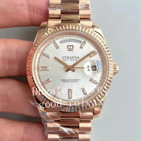 40mm Watches For Men Automatic Rose Gold Flute Bezel Watch Men's Cal.3255 EW Factory Day Date 228235 Eta Mechanical President Wristwatches