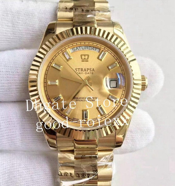 Very Hot Luxury Yellow Gold Diamond Golden Watch Men's Automatic Cal.3255 EW Factory V1 Day Date 218235 Men President Eta Crystal Watches