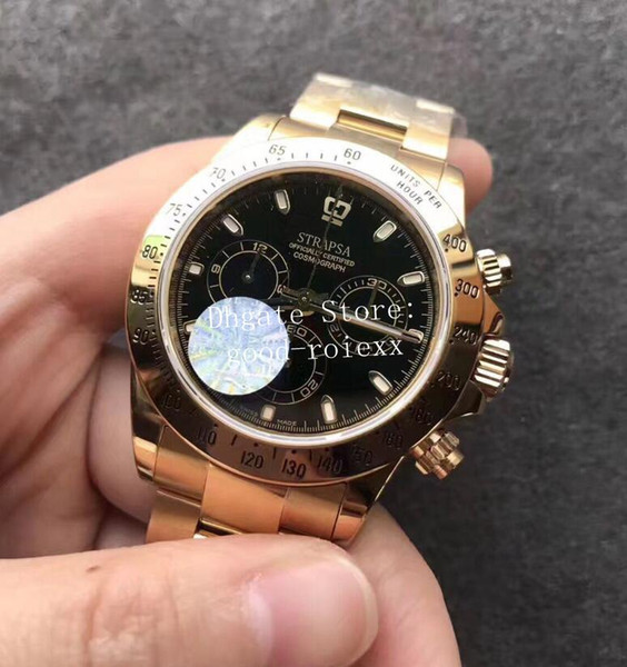 Customized Mens Automatic 7750 Chronograph Watch Men Eta Black Sport Valjoux Gold Cosmograph 116508 Watches 116528 Sport Wristwatches