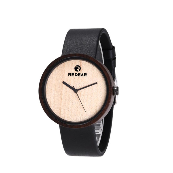 Fashion couple sports ebony single-shell Maple black leather strap watch, wooden watch. All styles and photos can be customized.