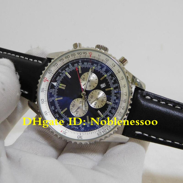 2 Style Luxury Mens Navitimer 46mm Chronograph Black Dial Black Strap Watch A23322 A13022 AB031021/BF77-760P Quartz Movement Men's Watches