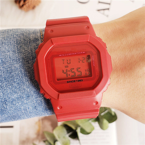 Men's digital sports watch cool shockproof square LED waterproof DW5600 Watch with box free shipping