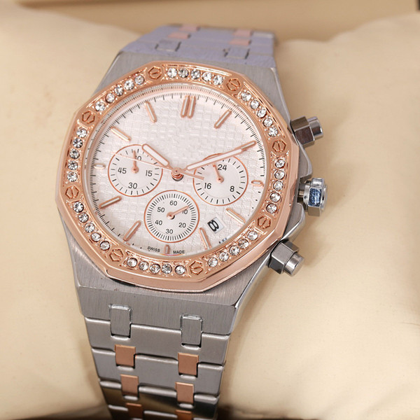 All the small seconds are made by the leiseure Mens women's diamond , stainless steel quartz the top  relogies