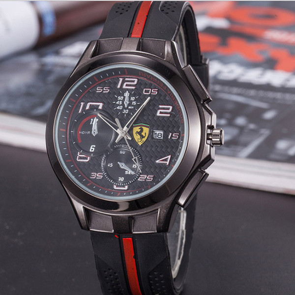 2019 New Arrival Fashion Luxury Rubber Strap Quartz Mens Ferrari Wristwatch Relogios Masculinos AAA Quality Top Brand Designer Watches Cheap