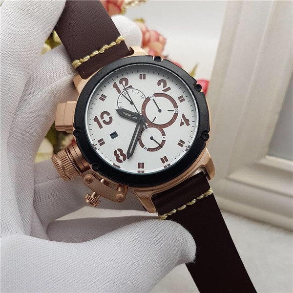 High quality men luxury sports boat watch U 1001 all subdial work chronograph quartz watches big bang royal casual lamborghini wristwatch