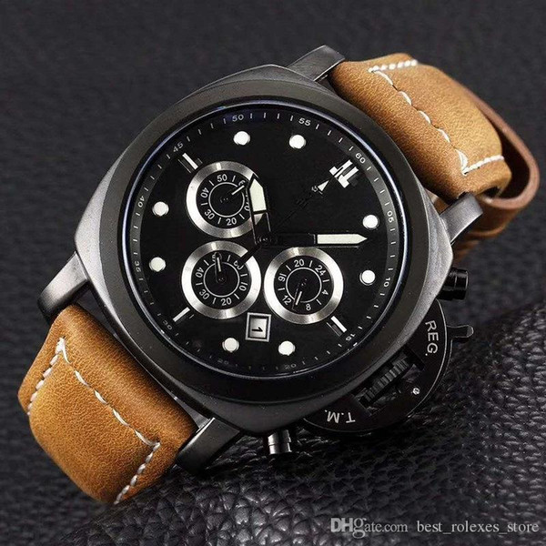 2017 luxury men's 45mm 6-pin chronograph quartz watches, equipped with super luminous waterproof men's watch