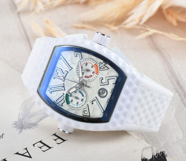 Rubber Band Quartz chronograph Luxury Men's Watches all function work Sports mens Full Function Wristwatches For Men