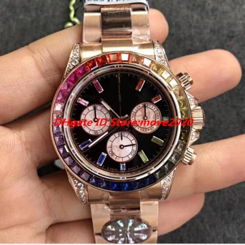 New version 3 Color Hot sale Men Watches 116595 116599 116598 Diamond Bezel Black Dial Top Automatic Movement