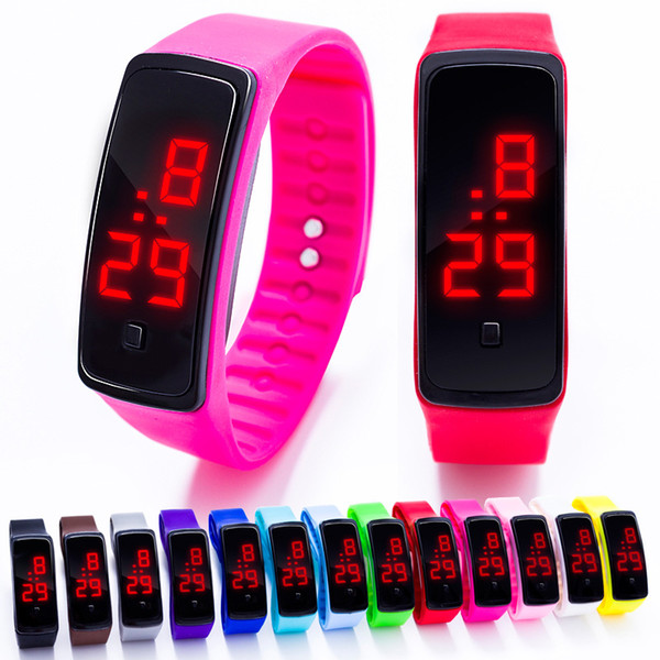 2017 new Sports rectangle led Digital Display touch screen watches Rubber belt silicone bracelets Wrist watches