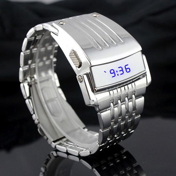 Dropship Top Quality Electronic Watch Full Stainless Steel Men Wristwatch Military Sports Watches Fashion LED Iron Man Watch