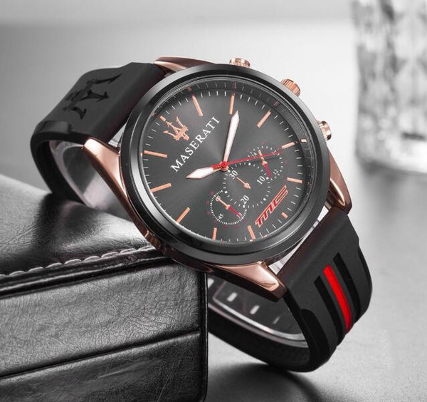 2018 Gift fashion Italy Brand Fashion maserati Casual Leather Watch VOLARE Women men 42mm Busines Quartz Watch wristwatches