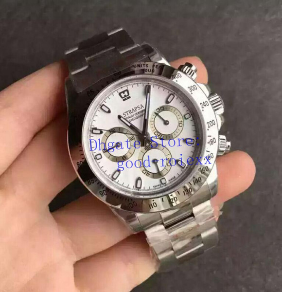 Top Men's Chronograph Watch Mens Automatic Eta 7750 White Watches 28800 vph Men Sapphire Cosmograph Sport 116520 Valjoux Sapphire Wristwatch