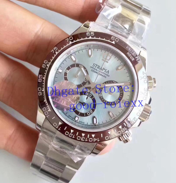 Customized V2 Version Mens Chronograph Automatic Asia 7750 Eta Watch Men Lce Blue Dial Ceramic Bezel Sport Valjoux 116506 Factory Watches