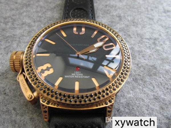 55mm big size AUTOMATIC dark style cool BLACK DIAMOND GOLD MEN WATCH wristwatch Classico LIMITED EDITION u1001 waterproof WRISTWATCH