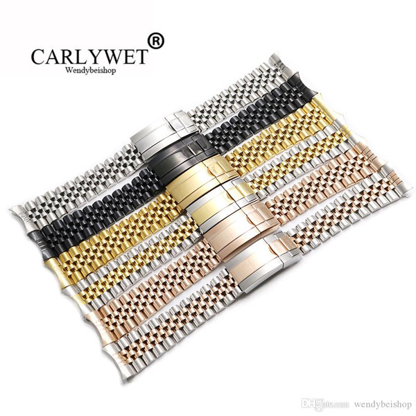 CARLYWET 19 mm Wholesale Hollow Curved End Solid Screw Links Steel Replacement Jubilee Watch Band Bracelet For Datejust