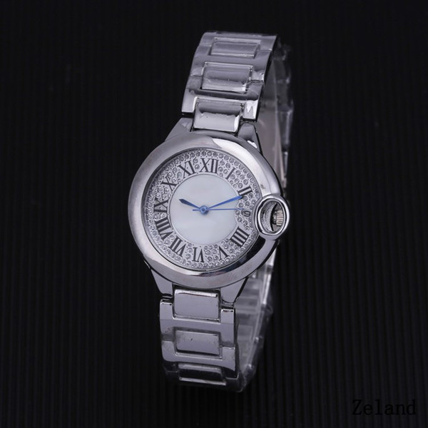 lot New Fashion Style Women/man Watch Lady silver Diamond wristwatch Steel Bracelet Chain Luxury lover Watch High Quality folding lock