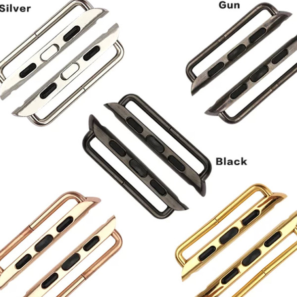 Watchband Connector Seamless Stainless Steel Clasp Watchband Adapter Buckle For Apple Watch Adapter 1Pair+1 Screwdriver(Tool)