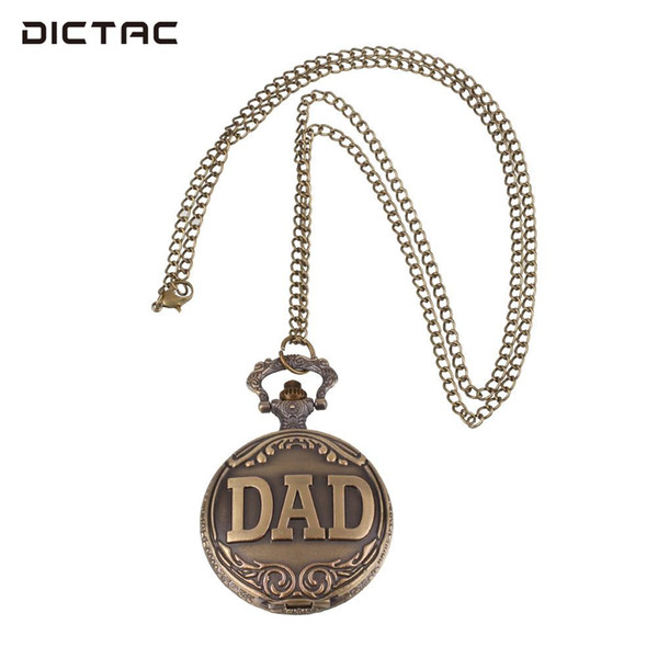 Fashion Dad Vintage Chain Quartz Brass Alloy Pocket Watch Father's Day Gift