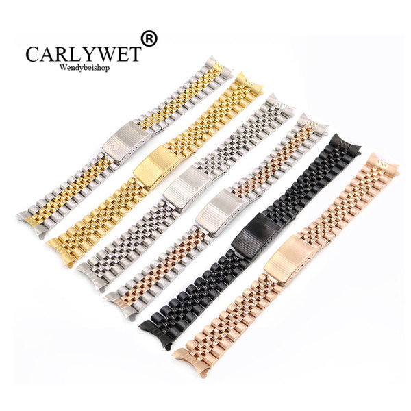 CARLYWET 20mm Wholesale Hollow Curved End Solid Screw Links Replacement Watch Band Strap Old Style Jubilee Dayjust