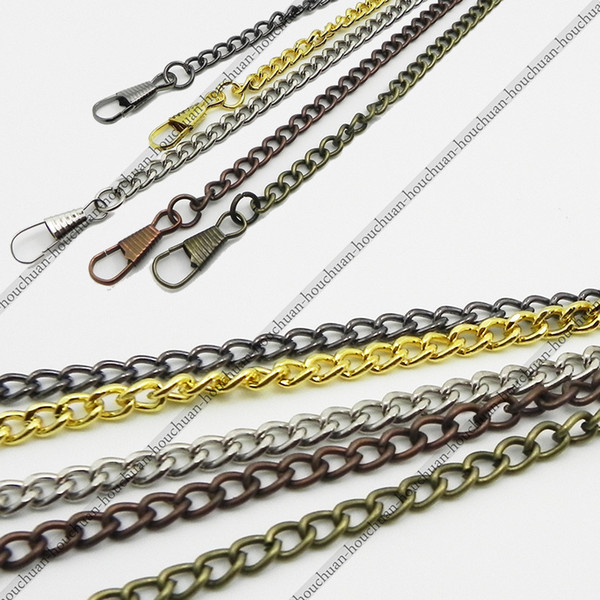 Golden / Silver / Black Bronze Copper 38CM Classic Plated Pocket Watch Chain Watches Accessories 4 Colors For Your Choice