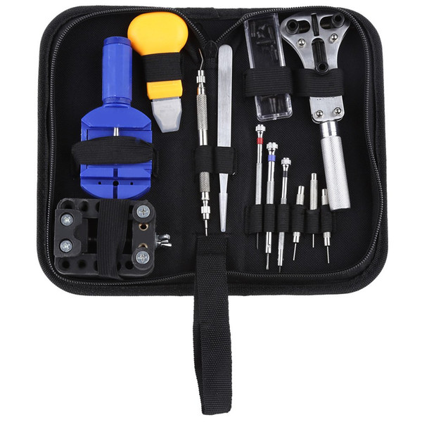 Wholesale-13pcs Watch Repair Tool Kit Set Watch Case Opener Link Spring Bar Remover Screwdriver Tweezer Watchmaker Dedicated Device