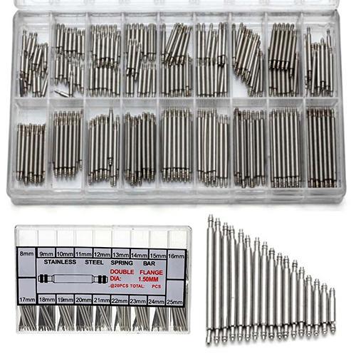 360Pcs 8mm -25mm Stainless Steel Strap Spring Bar Link Pins Tool