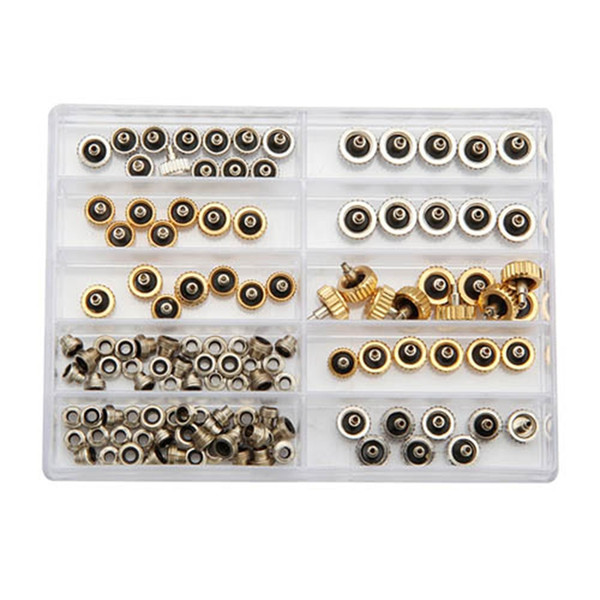 Best Promotion Brand New 60pcs Watch Crown for Copper 5.3mm 6.0mm 7.0mm Silver Gold Repair Accessories Assortment Parts